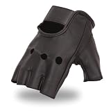 First MFG First Classics Men's Fingerless Leather Gloves. Gel Pad on Fingers. FI161GEL