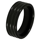 Black Plated Grooved Tungsten Carbide Ring (8.0 mm) - Sizes 8-13