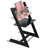 ストッケ トリップトラップ チェアセット チェア:ブラック ベビーセット:ストームグレー クッション:キャンディーストライプ 【3個口】