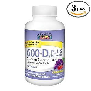 21st Century Calcium 600 Mg Capsules, 75 Count (Pack of 3)