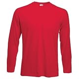 Long Sleeve Fruit of the Loom Cotton T-Shirt Red Large (41-43 )