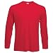Long Sleeve Fruit of the Loom Cotton T-Shirt Red Medium (38-40 )