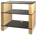 Blok STAX 300 Three Shelf Oak Hifi Rack TV Stand AV Hi-fi Unit  [Black glass]