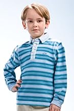 Boy's Long Sleeve Vintage Washed Striped Rugby Shirt