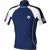 New Mens Anti-UV Short Sleeve Rash Guard for Scuba Diving, Snorkeling, Swimming & Surfing - Navy Blue (3X-Large)