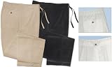 Mens Linen Pants in Bright White, Stone (natural), Jet Black, Chocolate Brown, and Navy Blue