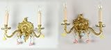 Vintage Italian Capo Di Monte Style Pair Sconces Roses