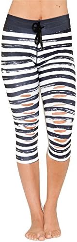 Multi Color Capris (Luxurious material from Italy) (X-Large, Black and White Stripes)