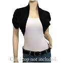 Plus Size Ribbed Trim Open Front Cropped Bolero Shrug Black