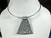 Tribal Necklace Vintage Retro Silver Tone Pendant Metal Statement Choker Necklace