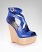bebe Caitlyn Metallic Woven Wedge Sandal