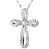 1/4 ctw Diamond Cross Pendant in 14kt White Gold (GH/I1-I2)