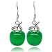 Rhodium Plated 925 Silver Green Jade Apple Earrings-se3129
