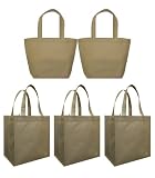 2 Latte Reusable Shoulder Tote Bags+3 Latte Grocery Tote Bag Combo Pack