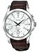 Seiko Men's Premier SNQ105 Brown Leather Quartz Watch with Silver Dial