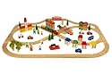 Complete Wooden Train Railway System - 101 Piece Town & Country Train Set (Compatible with leading wooden rail systems) - Wooden Toy