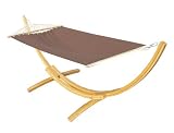 12625 H�ngematte mit Holz Gestell 310x120 cm, 150 kg belastbar, incl. Befestigungsmaterial, Karabiner usw.