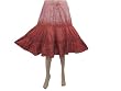 Pink Maroon Sequin Embroidered Gypsy Calf Length Cotton Skirt for Women 25"l