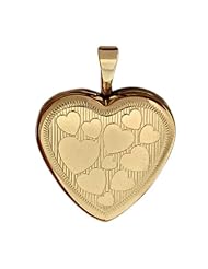 14K Gold Filled Yellow Heart Locket w/ Heart Design 2/3 inch x 2/3 inch