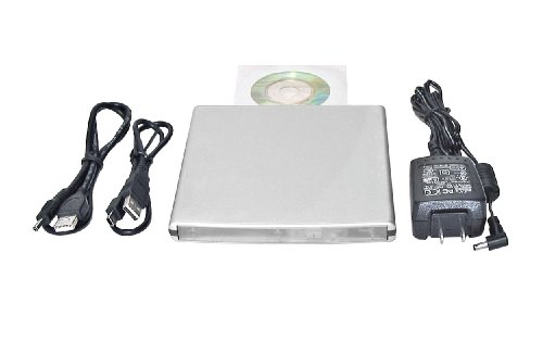 Ultra Slim External USB DVD-RW Burner Aluminum Silver Casing with Blue LED Light (Debranded)