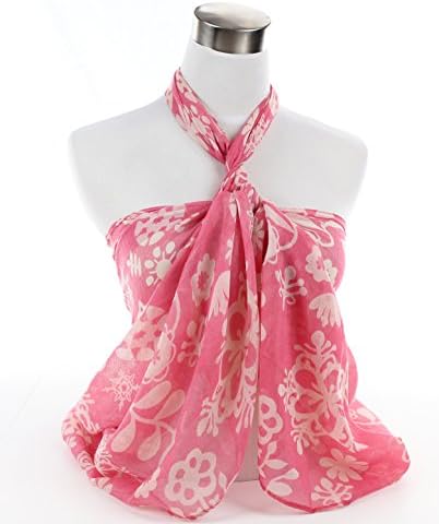 Luau Floral Pattern Womens Ladies Scarf Wrap Pareo in 8 Colors (Pink)