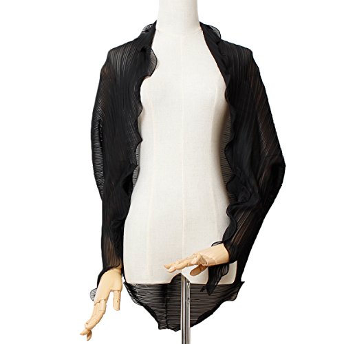 (Goldjapan)ゴールドジャパン 巻き方次第でストールにも シフォン プリーツ とろみ 透かし編み ボレロ カーディガ レディース お呼ばれ パーティーgj-040