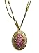Israeli Designer Mariana Antique Gold Plated Double Chain Locket Pendant Necklace with Fushia and Fire Opal Swarovski Crystal
