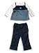 Expressions - Toddler Girls 3-Piece Pant Set, Navy, Cream