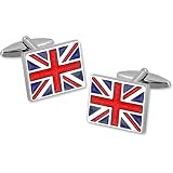 Mens Metal Union Jack Cufflink by Umo Lorenzo in Silver