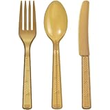 Party Dimensions 48 Count Plastic Cutlery Combo, Gold