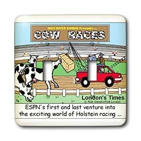 Rich Diesslins Funny Animals Cartoons - ESPN Covers Cow Races - Light Switch Covers - double toggle switch