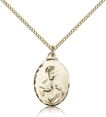 Scapular Medals - Gold Plated Scapular Pendant Including 18 Inch Necklace