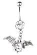Stainless Steel Gothic Belly Ring with Clear CZ - Bat