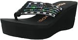 ROCKETDOG Costa Rica Womens Casual Sequin Wedge Platform Sandals Thongs Flip Flops Shoes Black