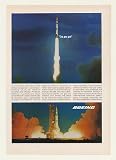 1968 Boeing Apollo Saturn Moon Rocket Lift Off Photo Print Ad (43241)