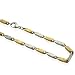 Men's Stainless Steel Gold and Silver Two Tone Greek Key Etched Fancy Link Chain Necklace 20"