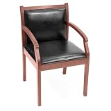 Regency Seating Regent Guest Chair with a Mahogany Wood Frame and Leather Seat and Back