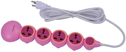 WOLife Smart 3-Outlet Home/Office Surge Protector Creative Carpenterworm Child Safety Power Strip - 5ft / 1.5m Cord (Pink)