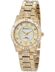 Armitron Womens 75/3996MPGP Swarovski Crystal Accented Gold-Tone Bracelet Watch