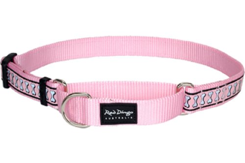 Red Dingo Reflective Martingale Dog Collar, Small, Pink