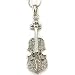 Violin Viola Cello Fiddle Musical Music Charm Pendant Necklace Clear Stones Silver Tone Instrument Jewelry