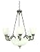 Yosemite Home Decor 92130-6+3PSN Mahogany 9 Light Chandelier, White Alabaster Glass Shades, Pearl Satin Nickel Finished Frame, 34 x 35