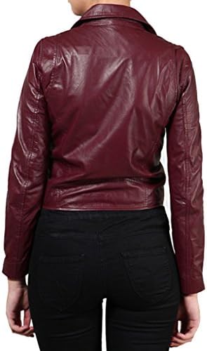 Awwalleather Women's Stylish Motorcycle Leather Jacket WJ 71 Small Maroon