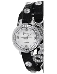 Womens Studded Love Wrap Watch Color: Black