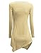 Doublju Womens Long Sleeve V-Neck Handkerchief Longline Tunic Blouse Top