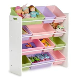 Honey-Can-Do SRT-01603 Kids Toy Organizer and Storage Bins, White/Pastel
