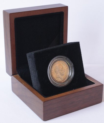 1919 Full Gold Sovereign - Luxury Walnut Presentation Case with Air Tight Coi...-image