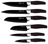 Chef Essential 6 Piece Knife Set With Matching Sheaths, Black