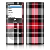 Red Plaid Design Protective Decal Skin Sticker for Apple iPod nano 4G (4th Generation) Player