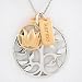 Tree of Life, Lotus Flower & Karma Charm Necklace in Sterling Silver and Gold Vermeil on a 20" Rhodium and Sterling Box Chain, #8460